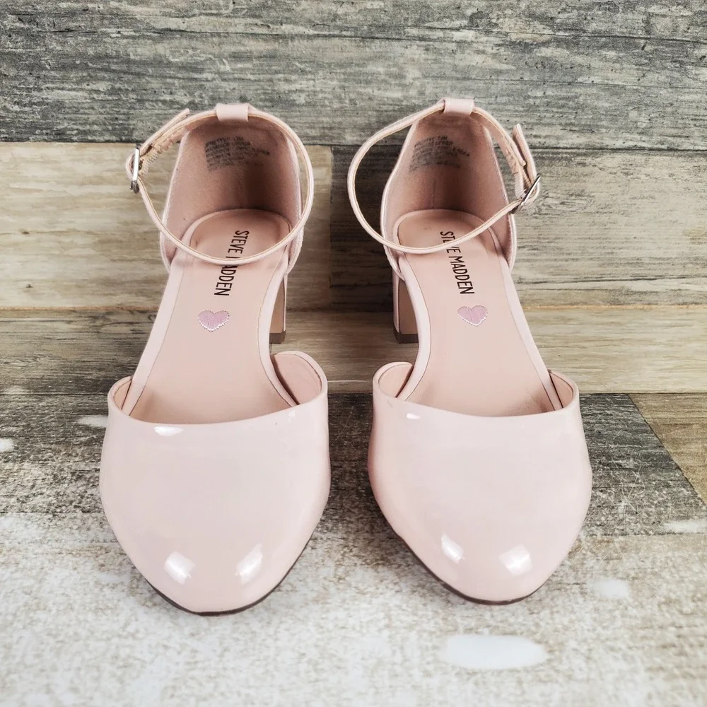 Steve Madden Prettyy Kids Sandal Sz 13 M Blush Patent Leather Buckle Ankle Strap